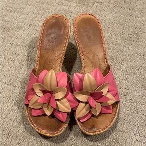 Pink and Beige Floral Women's Sandals